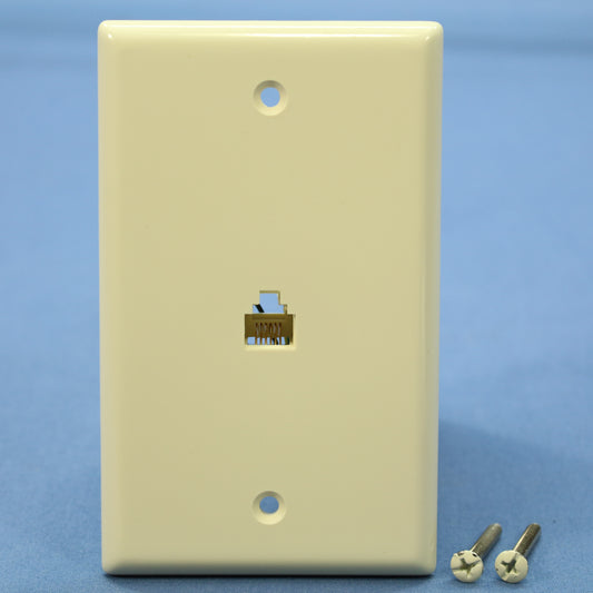 Cooper 3532-6A Almond 1-Gang Phone Jack Wallplate 6-Conductor Flush Mount Cover