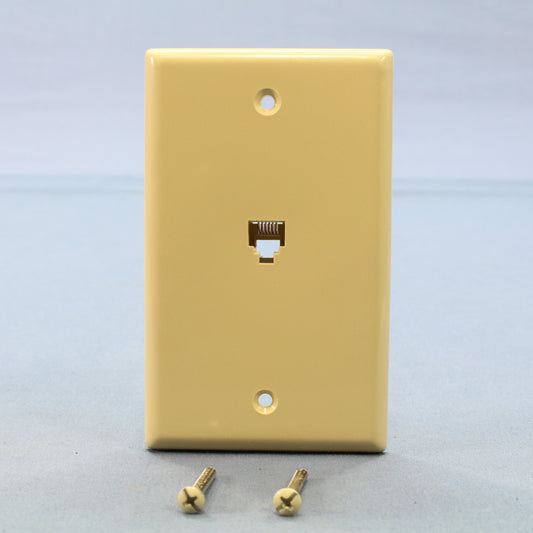 Cooper 3532-6V Ivory 1-Gang Telephone Jack Wall Plate 6-Conductor Flush Mount