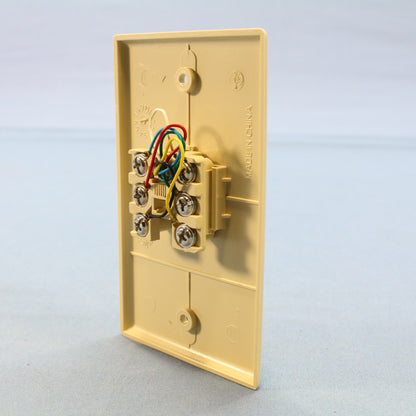 Cooper 3532-6V Ivory 1-Gang Telephone Jack Wall Plate 6-Conductor Flush Mount