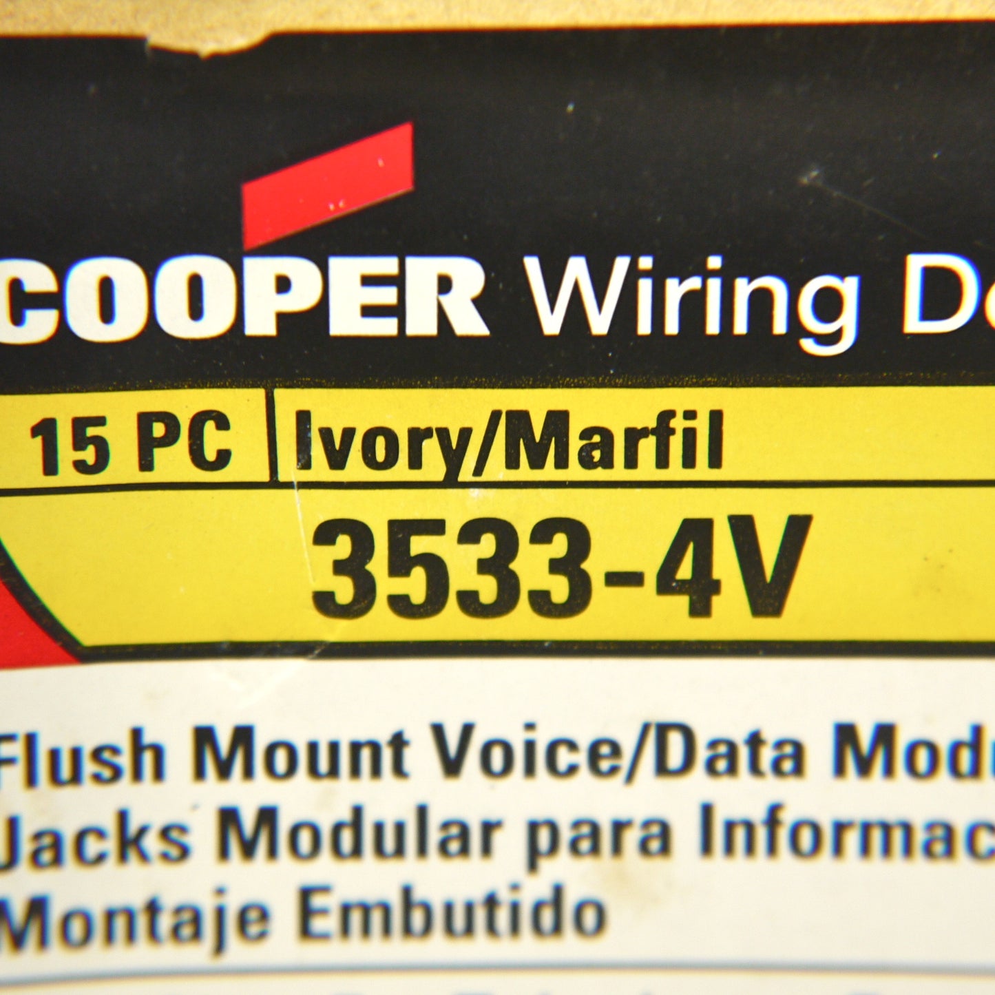 Cooper 3533-4V Ivory 1-Gang 4-Wire Phone Jack Mid-Size Flush Mount Cover 15pcs