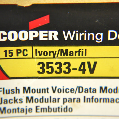Cooper 3533-4V Ivory 1-Gang 4-Wire Phone Jack Mid-Size Flush Mount Cover 15pcs