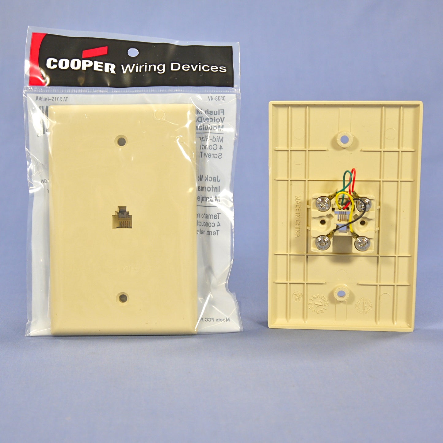 Cooper 3533-4V Ivory 1-Gang 4-Wire Phone Jack Mid-Size Flush Mount Cover 15pcs