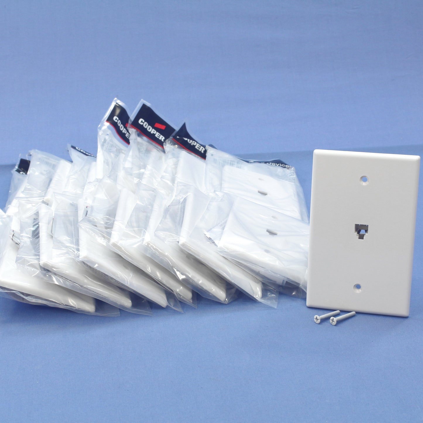 Cooper 3533-4W White 1-Gang 4-Wire Phone Jack Mid-Size Flush Mount Covers 15pcs