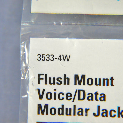 Cooper 3533-4W White 1-Gang 4-Wire Telephone Jack Mid-Size Flush Mount Wallplate