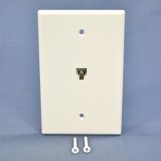 Cooper 3533-4W White 1-Gang 4-Wire Telephone Jack Mid-Size Flush Mount Wallplate