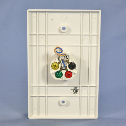 Cooper 3533-4W White 1-Gang 4-Wire Telephone Jack Mid-Size Flush Mount Wallplate
