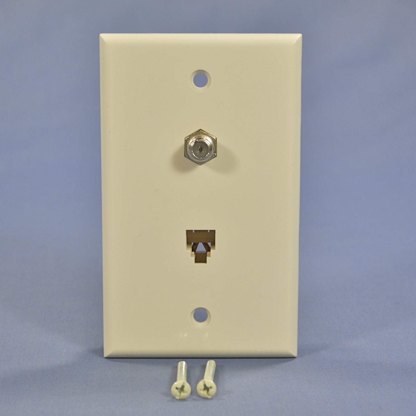 Cooper 3535-4LA Light Almond 1-Gang 4-Wire Phone Jack Coax Cable Wallplate Cover