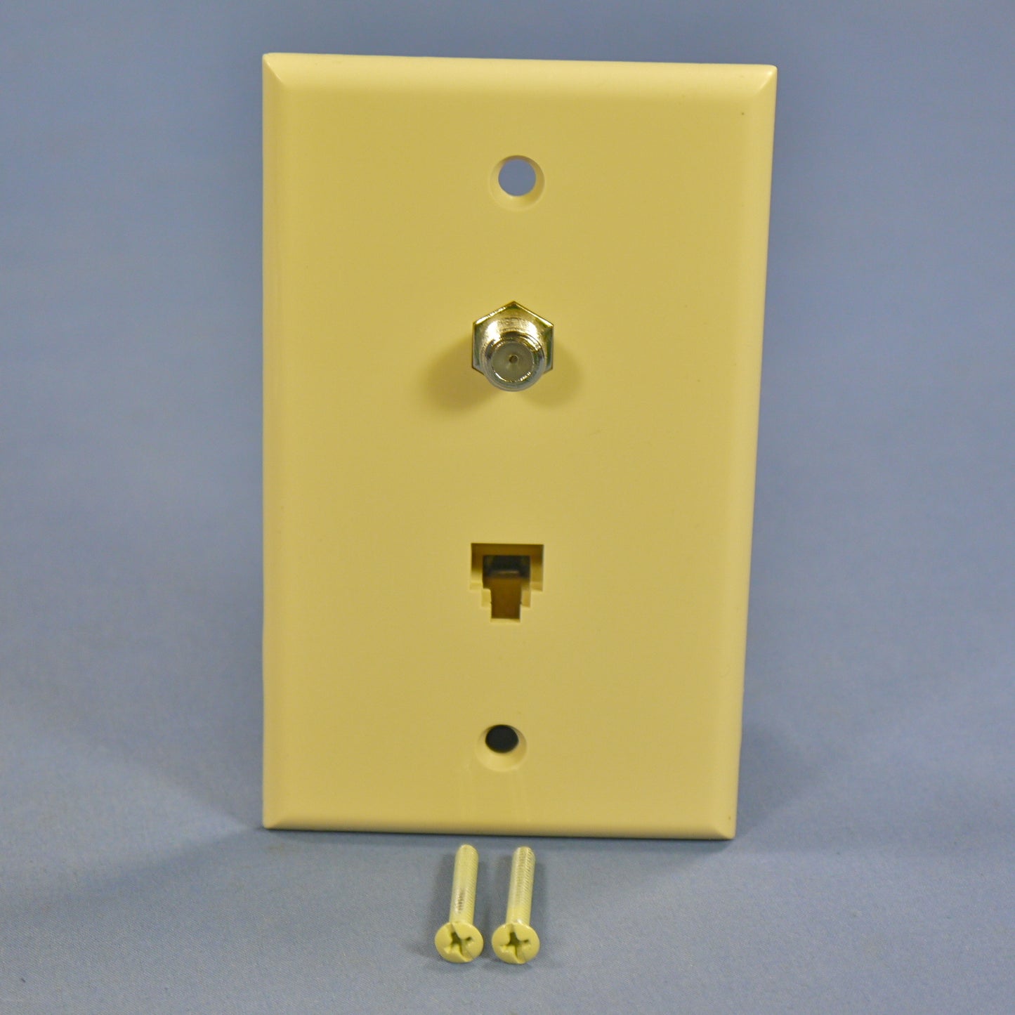 Cooper 3535-4V Ivory 1-Gang 4-Wire Telephone Phone Jack Coaxial Cable Wallplate