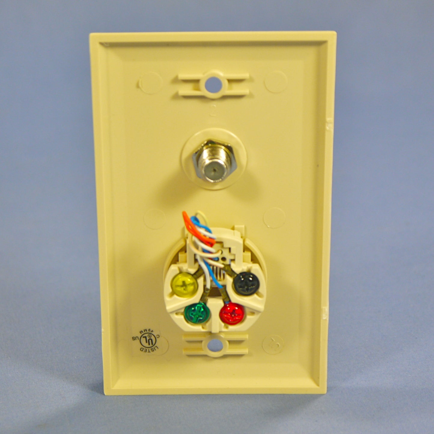 Cooper 3535-4V Ivory 1-Gang 4-Wire Telephone Phone Jack Coaxial Cable Wallplate