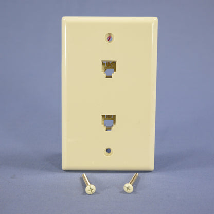 Cooper 3546-4LA Light Almond 1-Gang 4-Conductor Phone Jack Wallplate Flush Mount