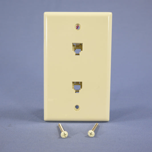 Cooper 3546-4LA Light Almond 1-Gang 4-Conductor Phone Jack Wallplate Flush Mount