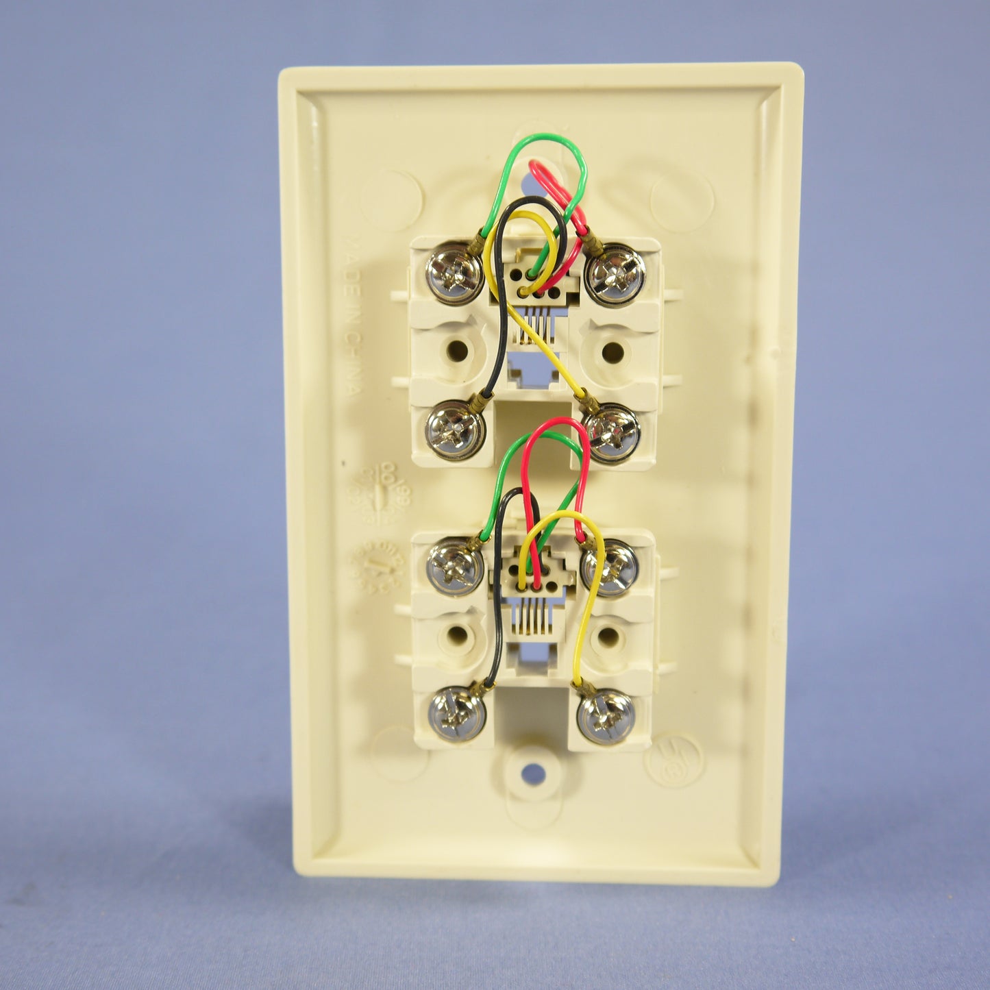 Cooper 3546-4LA Light Almond 1-Gang 4-Conductor Phone Jack Wallplate Flush Mount