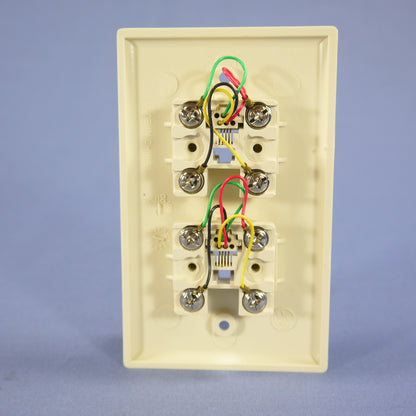 Cooper 3546-4LA Light Almond 1-Gang 4-Conductor Phone Jack Wallplate Flush Mount