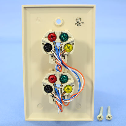 Cooper 3546-4V Ivory 1-Gang Type 625B4 4-Conductor Telephone Jack Flush Cover