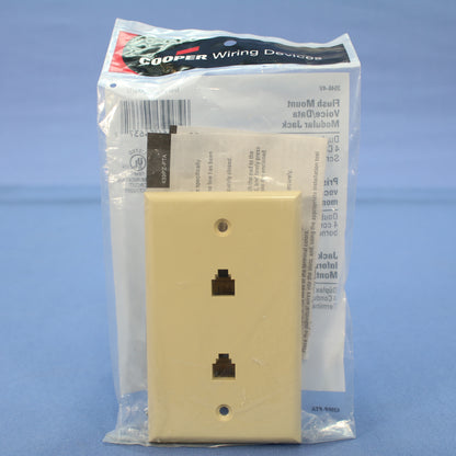 Cooper 3546-4V Ivory 1-Gang Type 625B4 4-Conductor Telephone Jack Flush Cover
