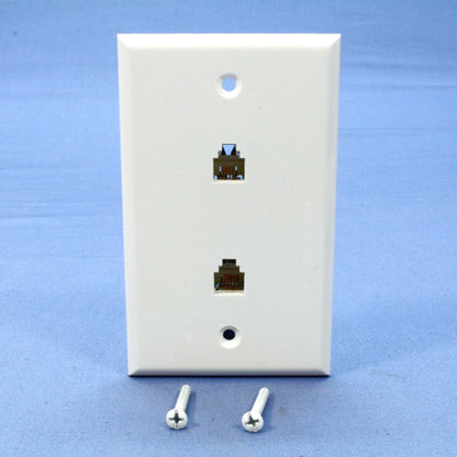 Cooper 3546-4W White Nylon Two Telephone Jack Flush 4-Conductor Wallplate Cover