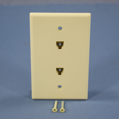 Cooper 3547-4A Almond 1-Gang 4-Wire Duplex Telephone Jack Mid-Size Wallplate