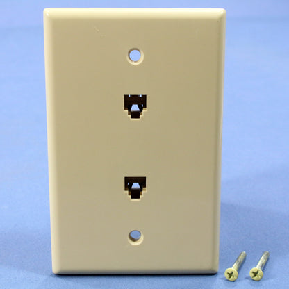 Cooper 3547-4V Ivory 1-Gang Midsize 4-Wire Duplex Telephone Phone Jack Wallplate