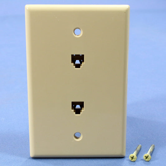 Cooper 3547-4V Ivory 1-Gang Midsize 4-Wire Duplex Telephone Phone Jack Wallplate