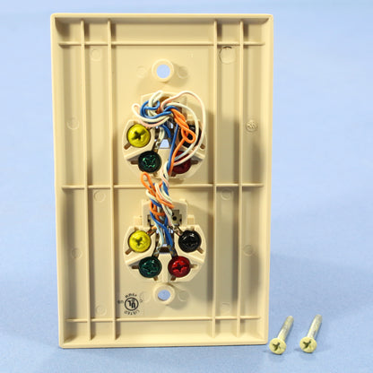 Cooper 3547-4V Ivory 1-Gang Midsize 4-Wire Duplex Telephone Phone Jack Wallplate