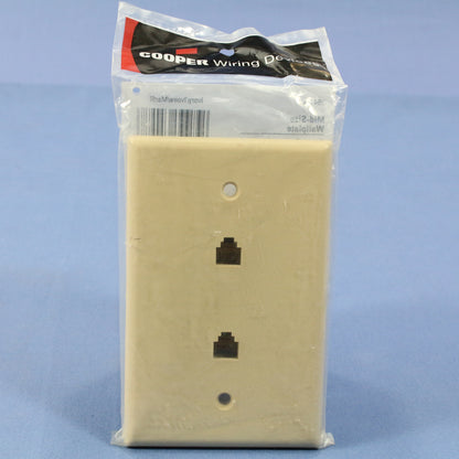 Cooper 3547-4V Ivory 1-Gang Midsize 4-Wire Duplex Telephone Phone Jack Wallplate