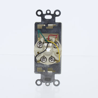 Cooper 3560-4A Almond Flush 4-Wire Decorator Modular Telephone Jack Cover Insert