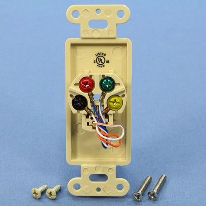 Cooper 3560-4V Ivory 1-Gang 4-Wire Decorator Modular Telephone Jack Wallplate
