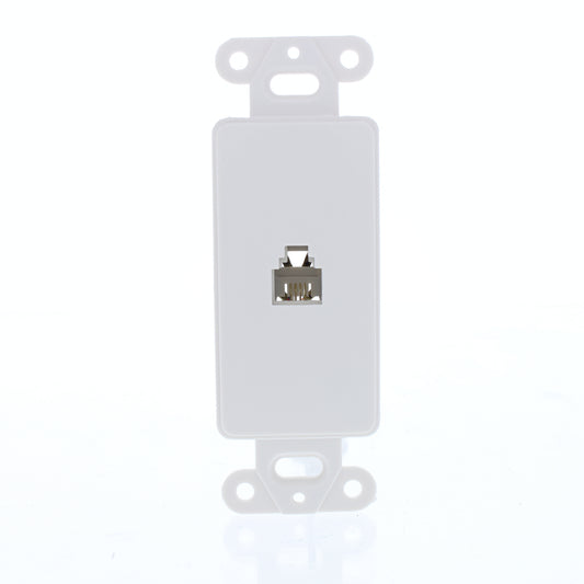 Cooper 3560-4W White 1-Gang Plastic 4-Wire Decorator Modular Phone Jack Cover