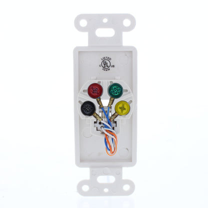 Cooper 3560-4W White 1-Gang Plastic 4-Wire Decorator Modular Phone Jack Cover