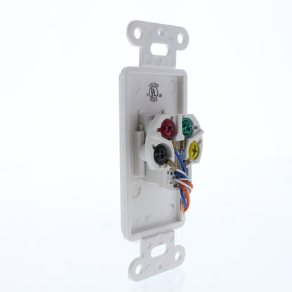 Cooper 3560-4W White 1-Gang Plastic 4-Wire Decorator Modular Phone Jack Cover