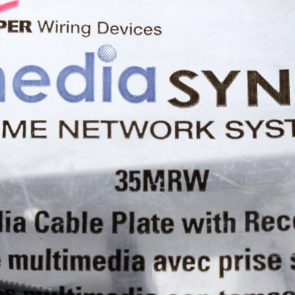 Cooper 35MRW White Recessed Multimedia Cable Plate w/Single Receptacle 15A 125V