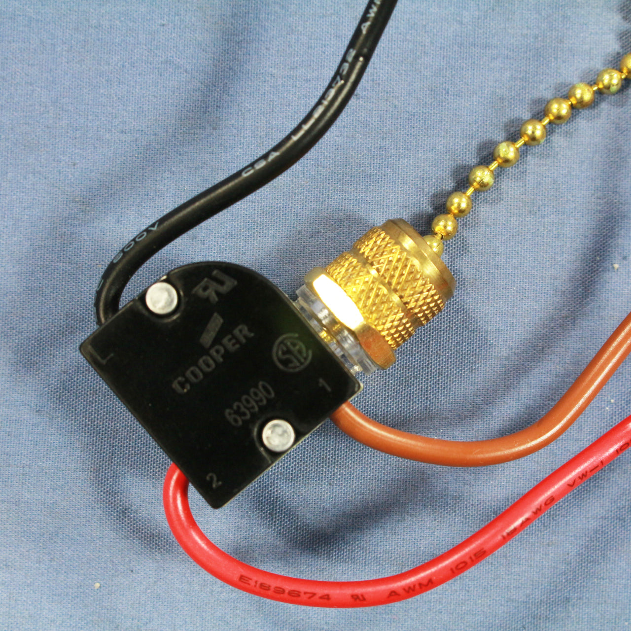 Cooper Brass Pull Chain Canopy Appliance Switch 2-Circuit 3/6A 125/250V Bulk 460