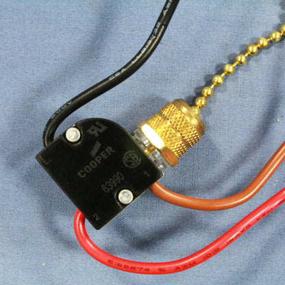 Cooper Brass Pull Chain Canopy Appliance Switch 2-Circuit 3/6A 125/250V Bulk 460