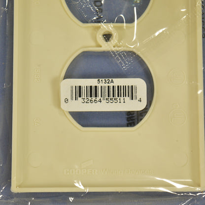 Cooper Almond Unbreakable Thermoplastic Nylon Receptacle Wallplate Cover 5132A