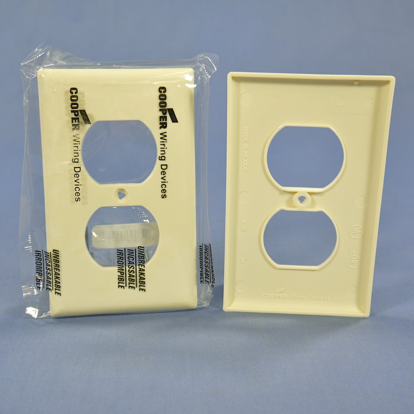Cooper 5132A Almond 1-Gang Duplex Outlet Receptacle Unbreakable Wallplates 3pcs
