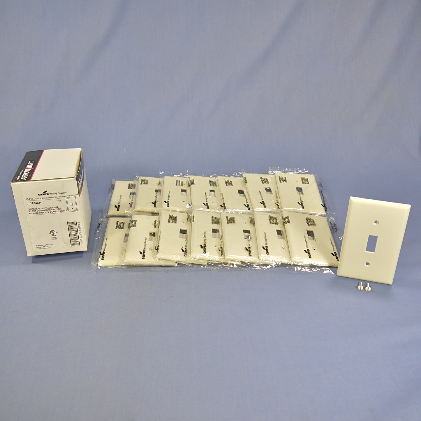 Cooper 5134LA Light Almond 1-Gang Toggle Switch Cover Nylon Wallplates 15-Pack