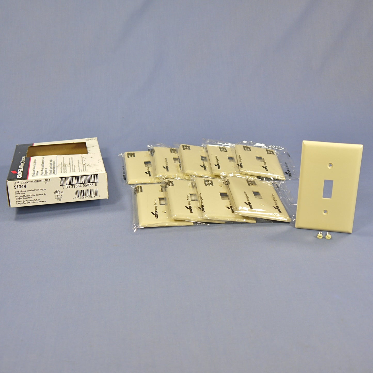 Cooper 5134V Ivory 1-Gang Toggle Switch Cover Nylon Wallplate Unbreakable 10pcs