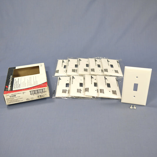 Cooper 5134W White 1-Gang Toggle Switch Cover Nylon Wallplate Unbreakable 10pcs