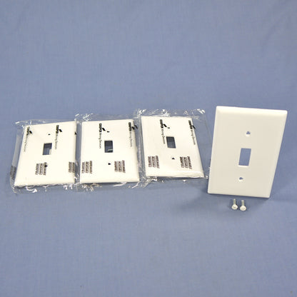 Cooper 5134W White 1-Gang Toggle Switch Cover Unbreakable Nylon Wallplates 4pcs