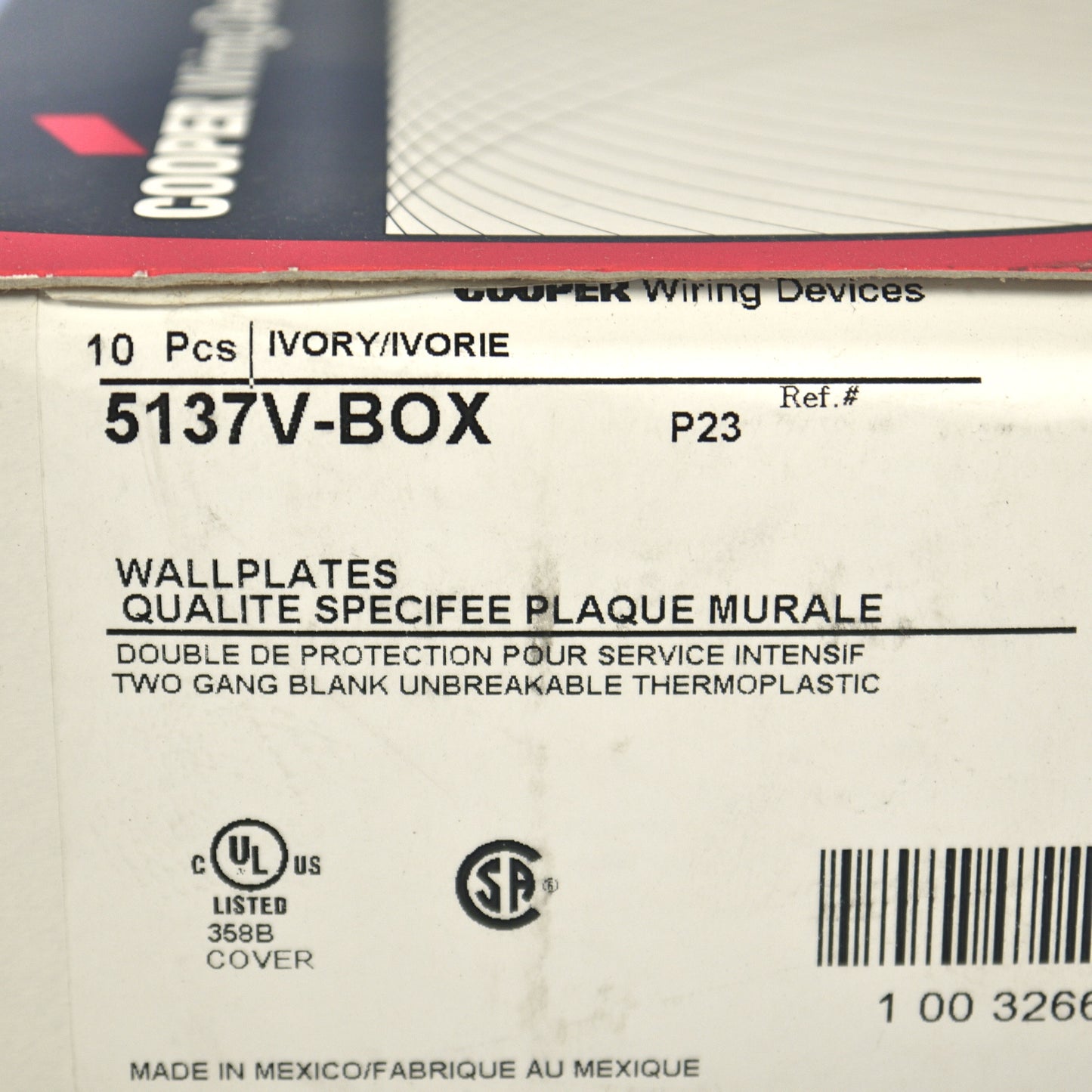Cooper 5137V Ivory 2-Gang Blank Unbreakable Nylon Wallplate Covers 10-Pack