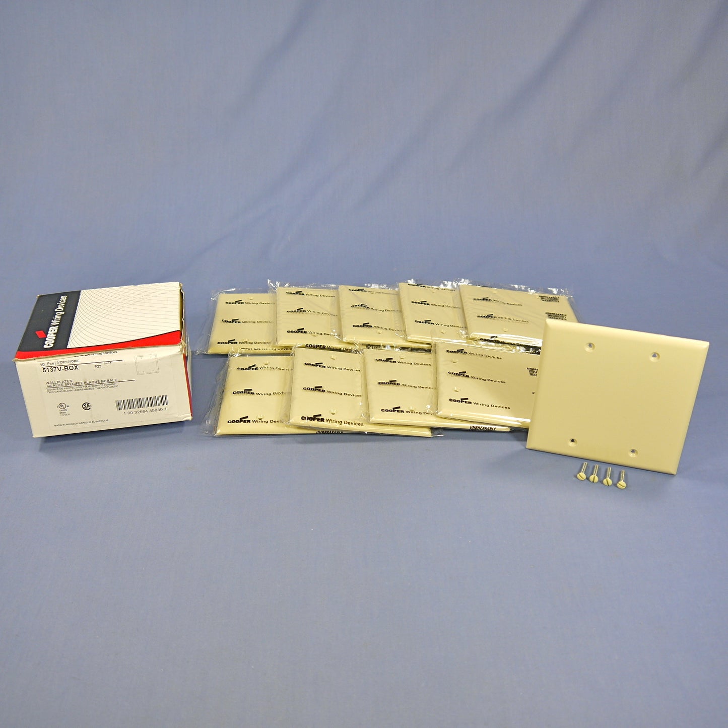 Cooper 5137V Ivory 2-Gang Blank Unbreakable Nylon Wallplate Covers 10-Pack