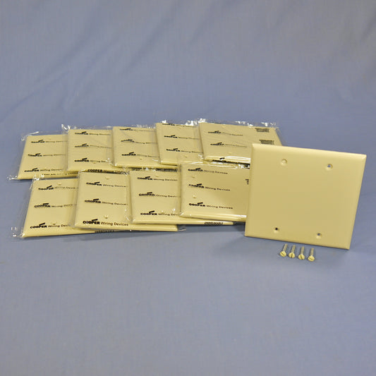 Cooper 5137V Ivory 2-Gang Blank Unbreakable Nylon Wallplate Covers 10-Pack