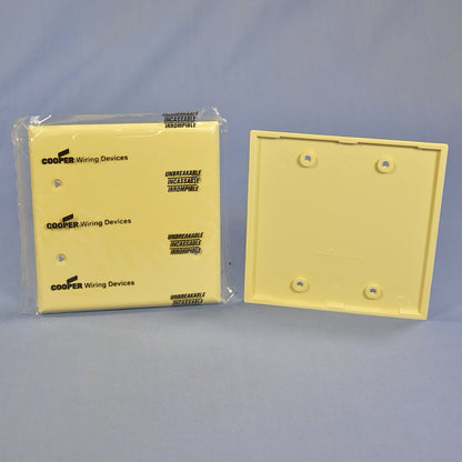 Cooper 5137V Ivory 2-Gang Blank Unbreakable Nylon Wallplate Covers 10-Pack