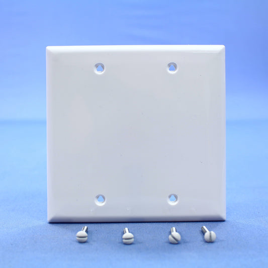 Cooper 5137W White 2-Gang Blank Unbreakable Nylon Wallplate Cover Box Mount