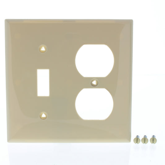Cooper 5138V Ivory 2-Gang Toggle Switch Outlet Nylon Wallplate Receptacle Cover