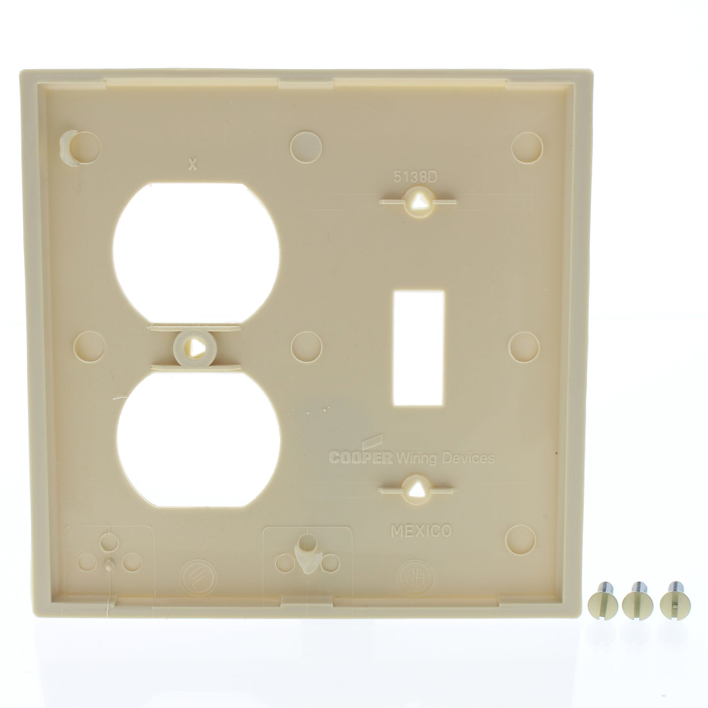 Cooper 5138V Ivory 2-Gang Toggle Switch Outlet Nylon Wallplate Receptacle Cover
