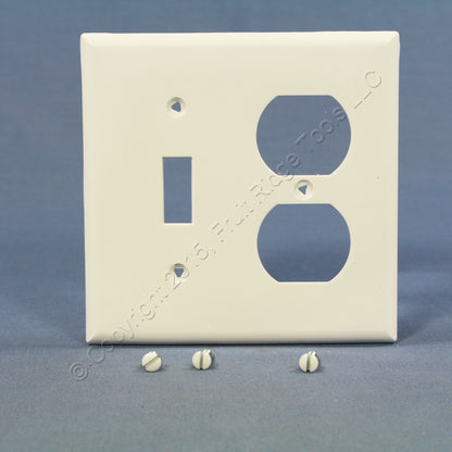 Cooper 5138W White 2-Gang Toggle Switch Duplex Outlet Nylon Wallplate Cover 2pcs