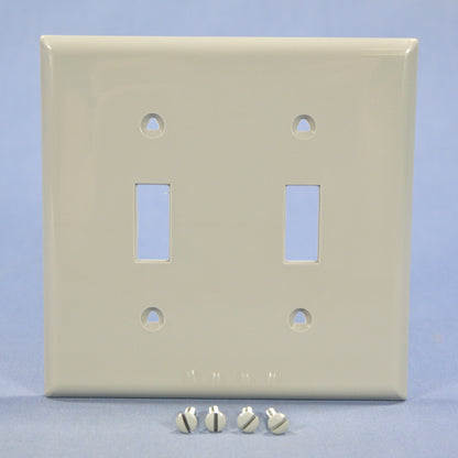 Cooper 5139GY Gray 2-Gang Toggle Switch Plate Cover Unbreakable Nylon Wallplate