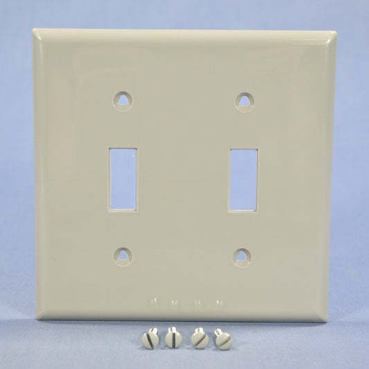 Cooper 5139GY Gray 2-Gang Toggle Switch Plate Cover Unbreakable Nylon Wallplate
