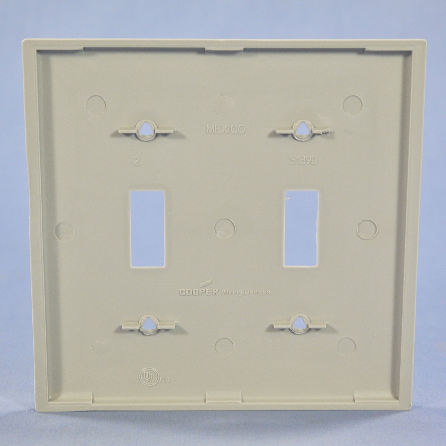 Cooper 5139GY Gray 2-Gang Toggle Switch Plate Cover Unbreakable Nylon Wallplate